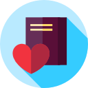 Stylized heart in front of a book