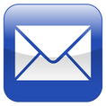 Stylized icon of an envelope with blue background